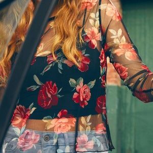 Hollister Floral Mesh Top